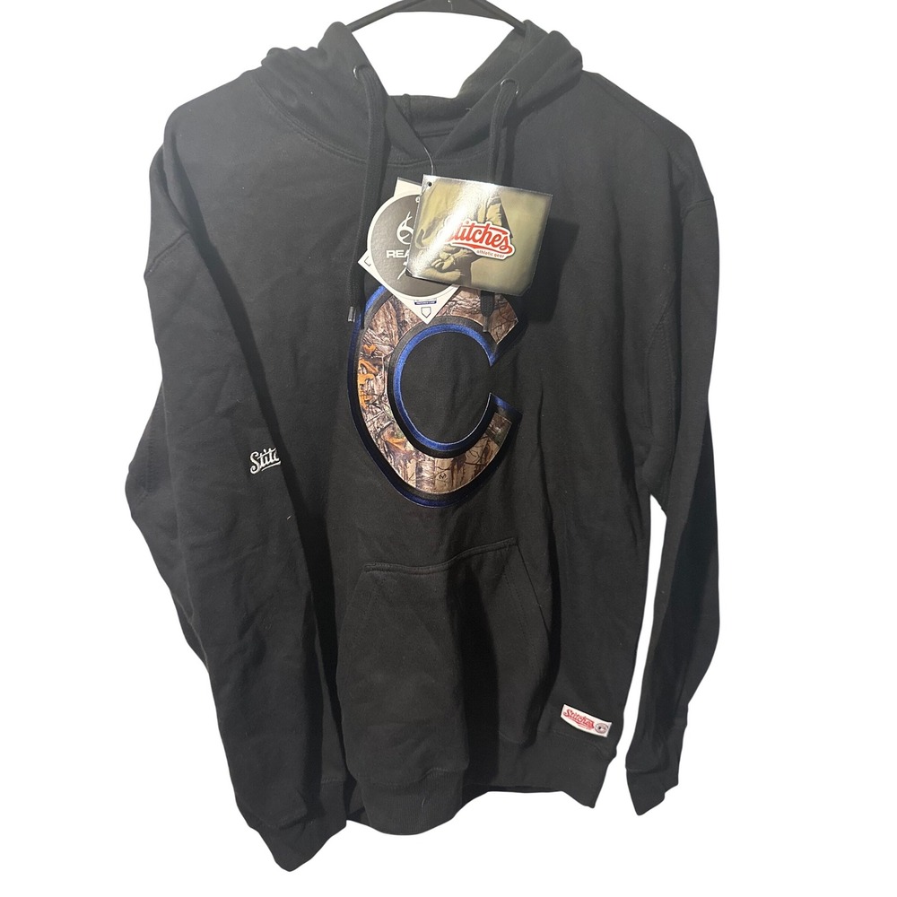 Stitches Chicago Cubs Hoodie Mens Medium Black Realtree Camo Logo MLB NWT